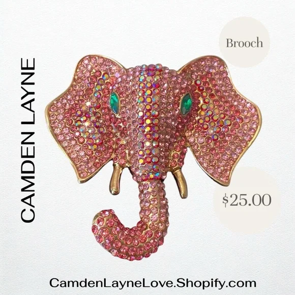 Camden Layne Pink Elephant Brooch