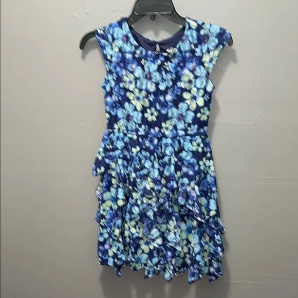 Floral Blue Sleeveless Dress