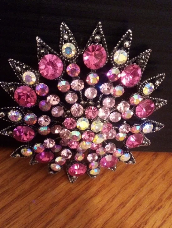 Pink Crystal Burst Brooch