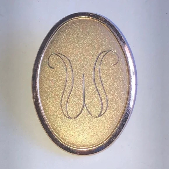 Vintage Gold Tone Initial W Brooch Pin