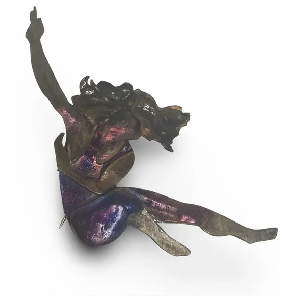 Vintage Artisan Sterling Female Dancer Signed Brooch