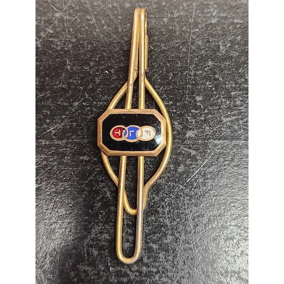 Vintage T.L.O.F. Fraternity Tie Clip Philadelphia Badge Co. Gold Tone Enamel