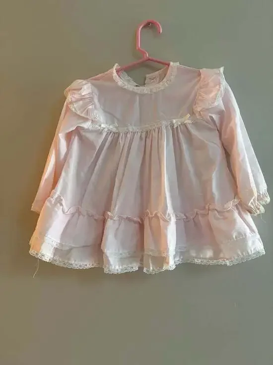 Alexis Vintage Pink Lace Ruffle Baby Girl Dress 24 Months