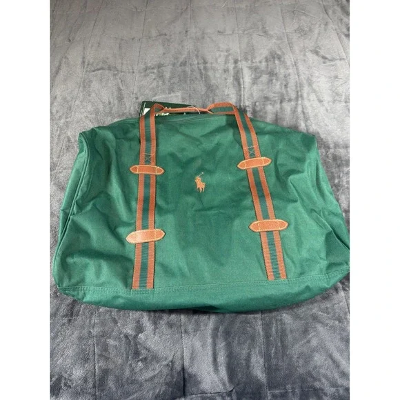 Polo Ralph Lauren Classic Traveler Duffel Bag Green Canvas Weekend Bag NWT