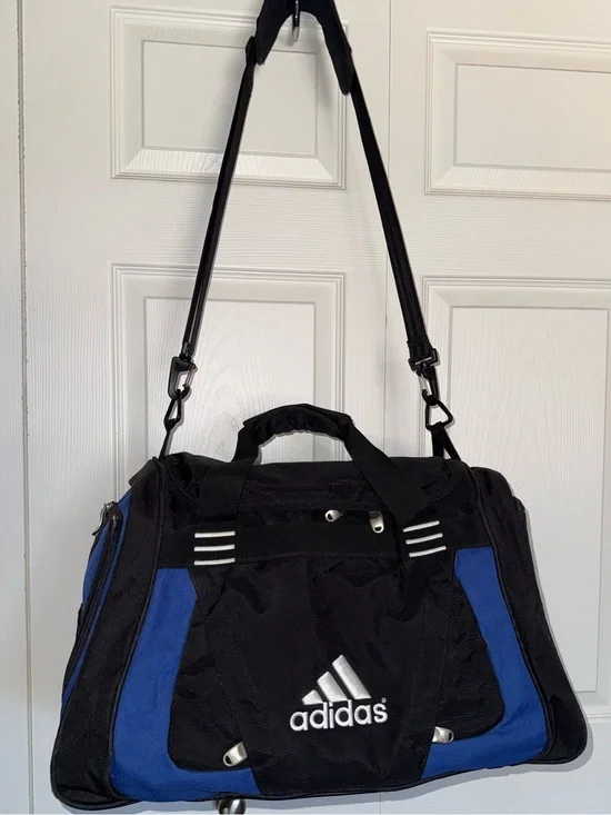 Adidas Vintage 90s Duffel or Gym Bag - Blue/Black