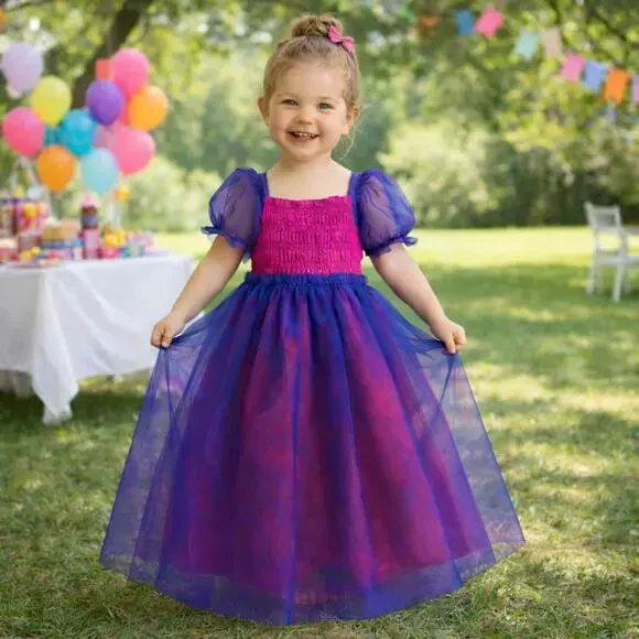 Toddler Girl’s Princess Tulle Dress Up Pink Purple Birthday Party Fancy 5T