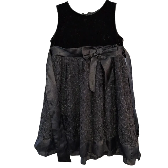 PLACE Solid Black Mixed Media Dress For Special Occasions