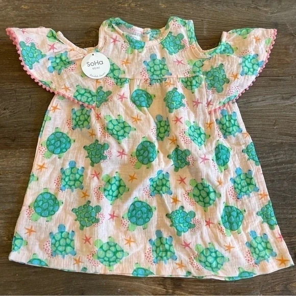 Mudpie Dress Muslin Gauzy Cotton Summer Spring Turtles Beach Vacation Hawaii New