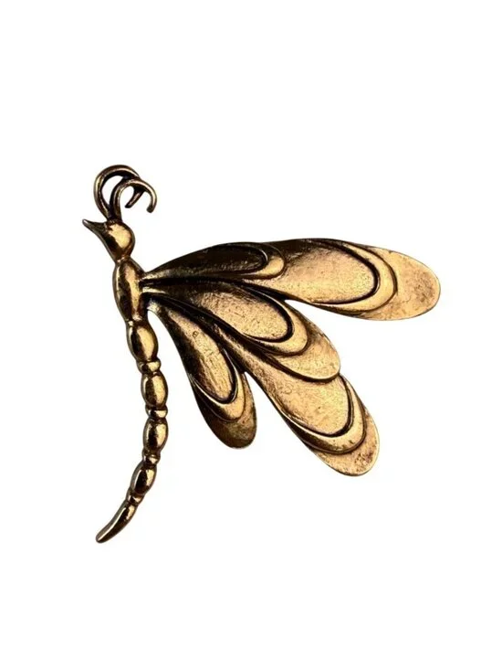 Gold Tone Womens Metal Dragonfly Brooch Jewelry