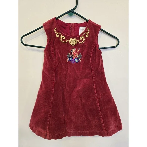 Disney Store Princess Elena of Avalor Lined Dress Embroidered Red‎ Size 3