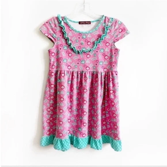 Jelly the Pug lap dress pink Mermaids Collection ruffles floral size 8