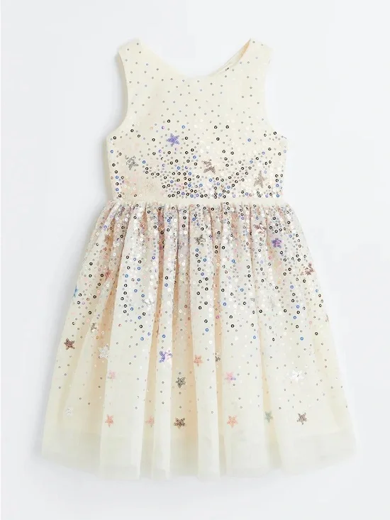 Girls' US 10 Sparkle Star Tulle Party Dress - Cream