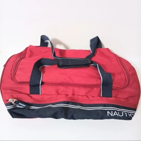 Vintage Nautica Canvas Red&Blue Roll Up Gym Duffle Bag