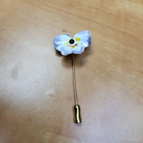 Floral Lapel Pin with Blue and Gold Accents