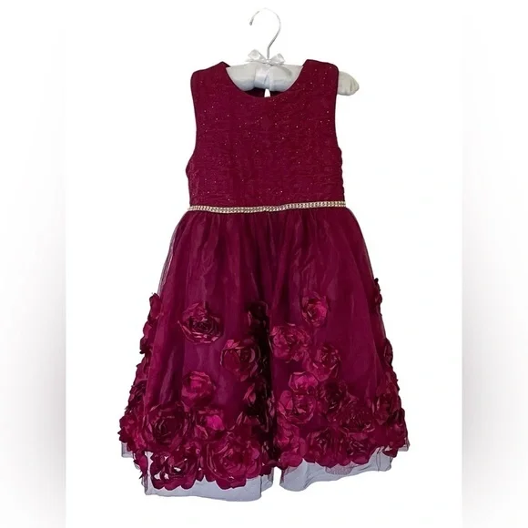 Nanette‎ Kids | Girls Maroon Dress with Floral Detail