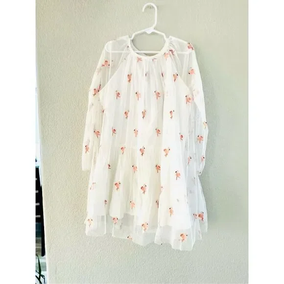 NWT Flamingo Embroidered Jersey Dress from Stella McCartney Kids.  Size 12