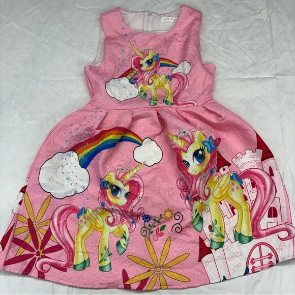 Girls Rainbow Unicorn Dress Size 160/14‎ VGUC