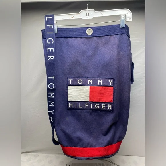 Vintage 90s Tommy Hilfiger Large Canvas Bag Sling Sack Backpack