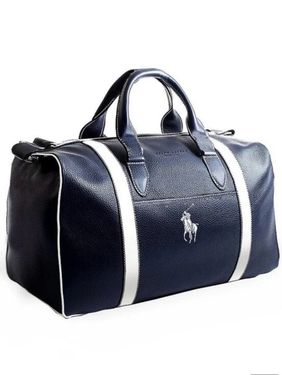 Polo by Ralph Lauren Navy and White Leather Duffel