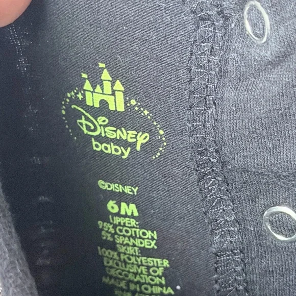Disney Baby Black with Neon Green Logo Infant Bodysuit