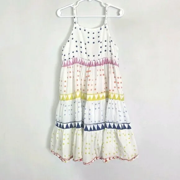 Oliphant Tuckernuck Trapeze Tiered Dress Lined 100% Cotton Smocked Back SZ 5