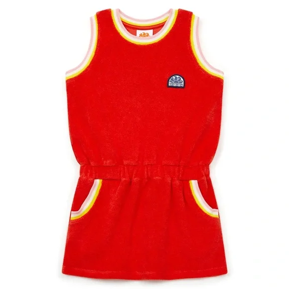 NWOT Bonton Red Sleeveless Dress‎ with Logo and Trim