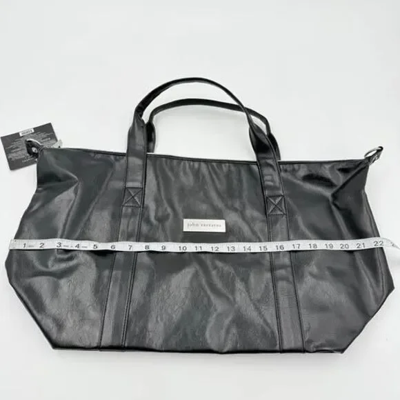 New John Varvatos Weekender Duffel Bag Faux Leather Black