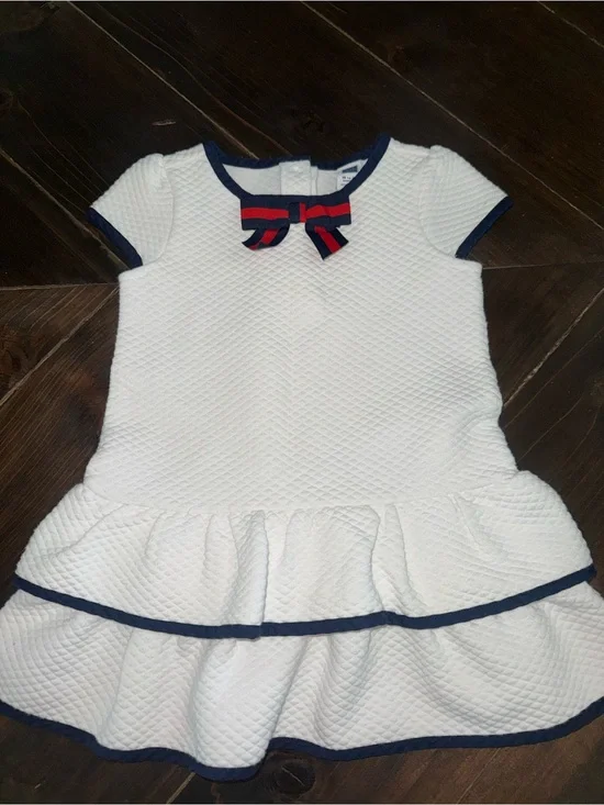 Janie and Jack Quilted Tiered Dress Red White Blue Size 18/24 Month