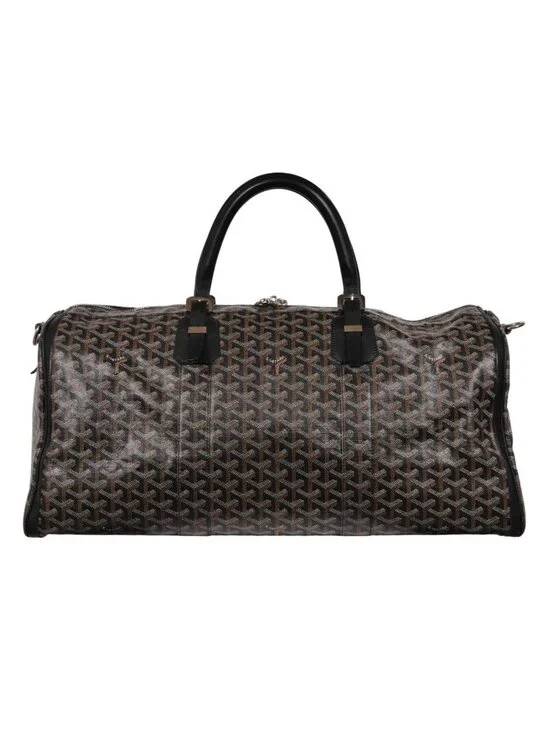 Goyard Croisiere 50 Black Leather Duffle Travel Carry On Vacation Weekend Bag