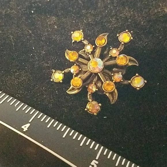 Antique Colored Rhinestone Style Brooch 1.25
