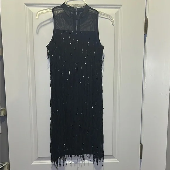 Black Sequin Embellished Sheath Dress