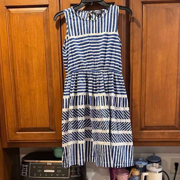Lands' End Blue and White Striped Kids Casual Dress size 14
