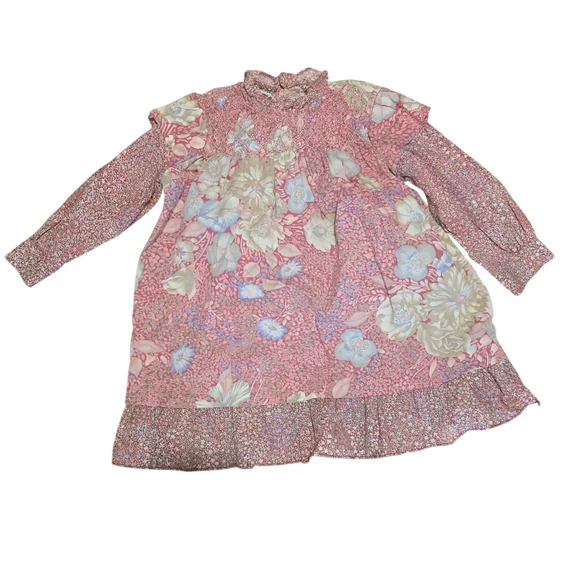 Polly Finders Vintage Smocked Floral Long Sleeve Dress Size 5