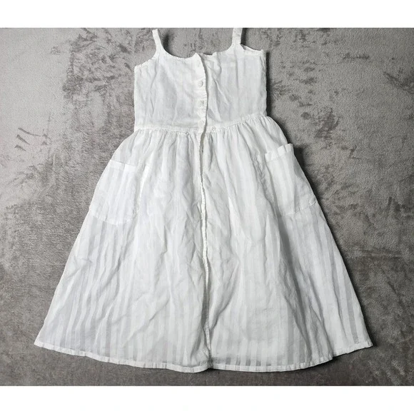 Hope & Henry Girls Sz 8 Lined Midi Dress Organic Cotton Button Down