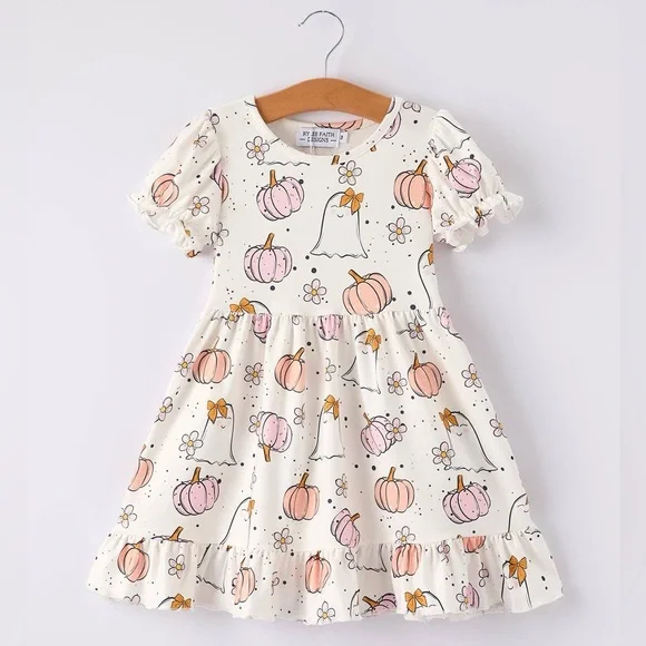 🎃 Rylee Faith Designs Ghost Pumpkin Twirl Dress 2 5 6 7