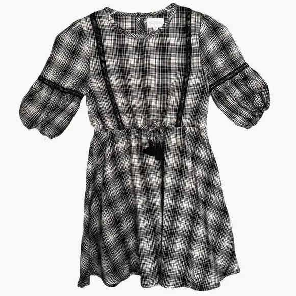 BCBGirls Dress Size 7 Black and White Plaid Tassel