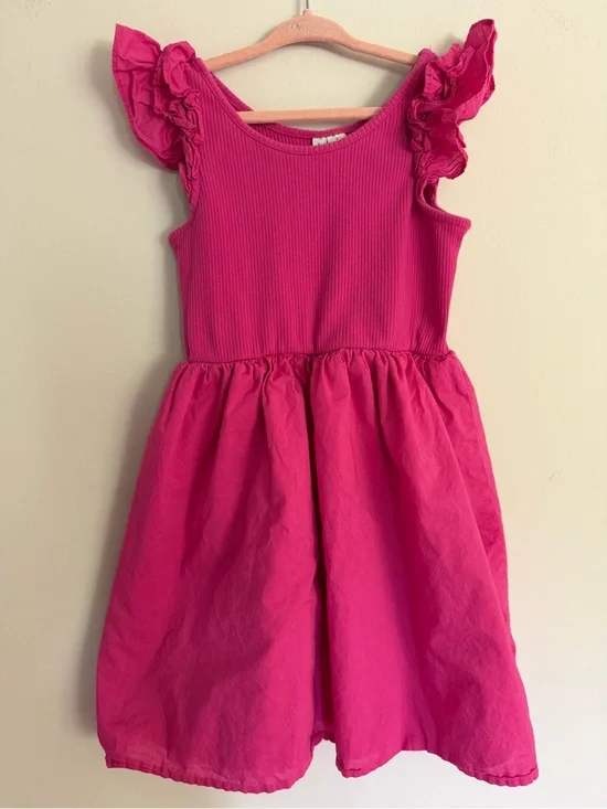 Janie and Jack Ruffle Sleeve Pink Dress Girls 7