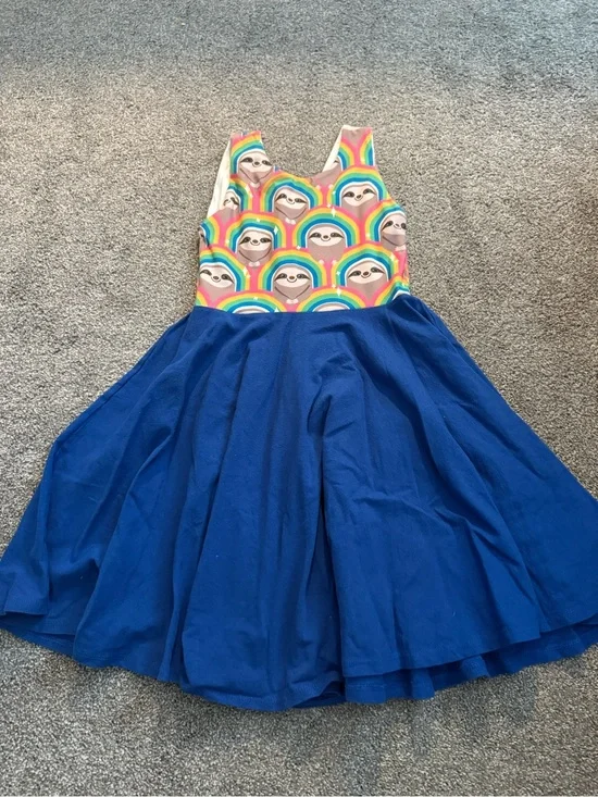 Malia + Kai Rainbow Sloth Handmade Twirl Dress Sz 6