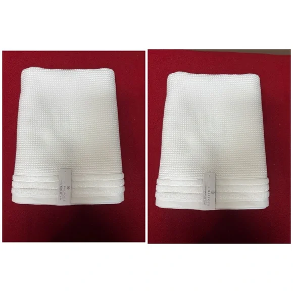Hotel Balfour 2 Pck Textured Waffle Weave Twist COTTON Bath Towels 30x56” White