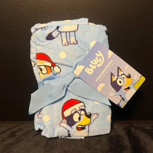 NEW Disney Bluey Blue Cotton 2 Pack Hand Towel Set 16”x28”
