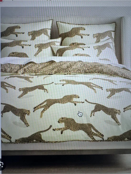 Williams Sonoma Cheetah-Print Duvet Cover in Cream and Brown