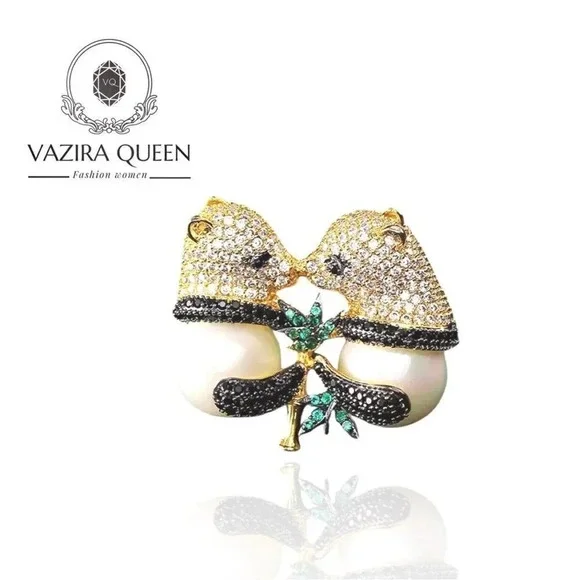 VQ Pandas Brooch