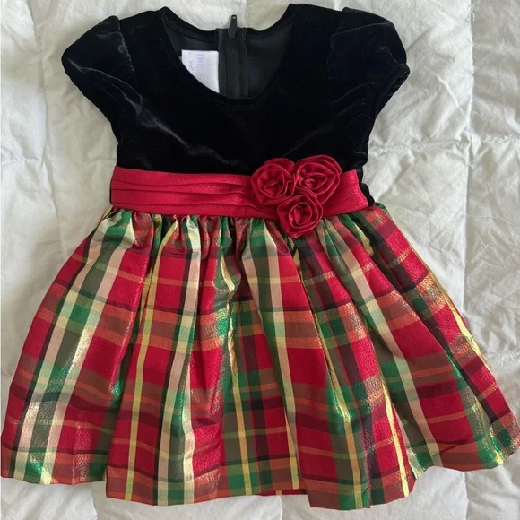 Iris & Ivy Nordstrom Velvet and‎ Plaid Short-sleeve Dress