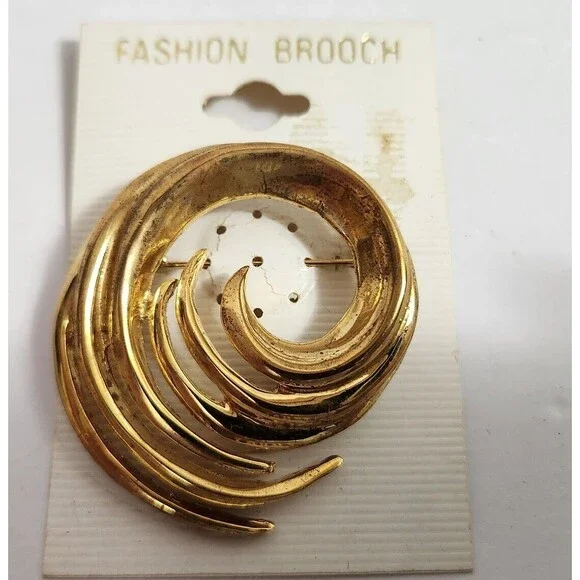 Vintage Swirl Knot Brooch/Pin Gold Tone Unsigned New