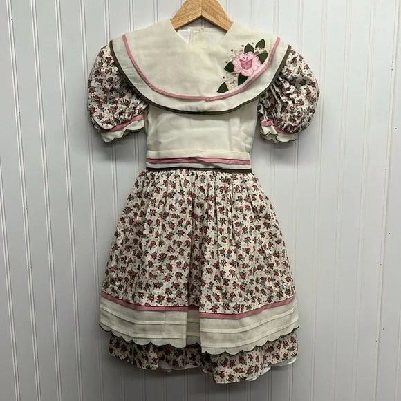 Vintage‎ Karela Kids Floral Peter Pan Collar Sz 8