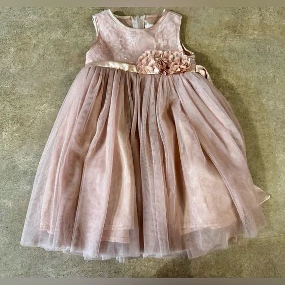 Adorable Elegant Pink Infant Sequin & Tulle Dress, Girls Size 12M