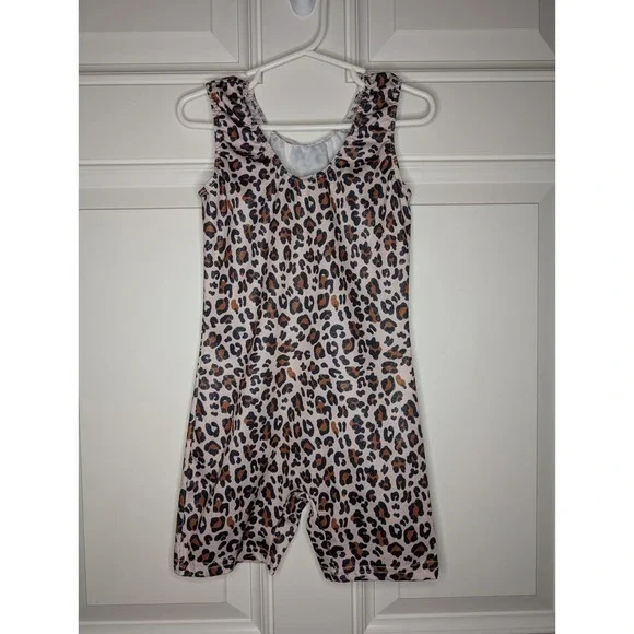 Girls Leotard Animal Leopard Print Sparkle Dance Ballet Size S (6/6X) Or 120 Cm)