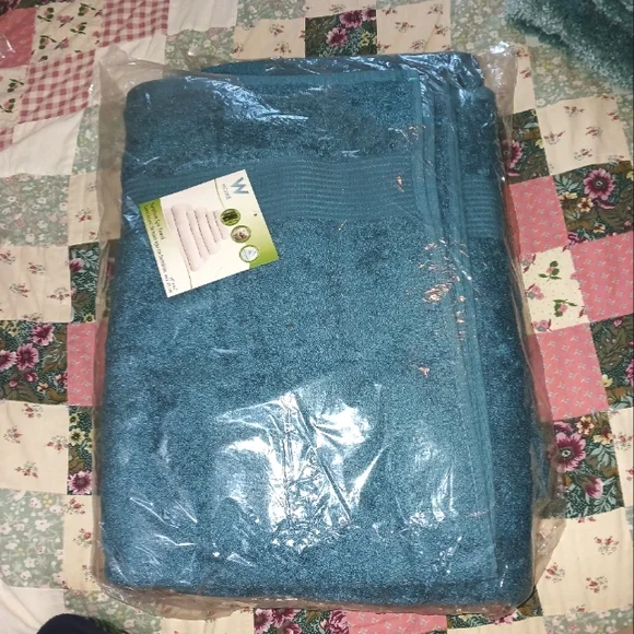 W Home Bamboo Spa Oversized Bath Towel/Sheet Set of 2 Teal 33 x 64