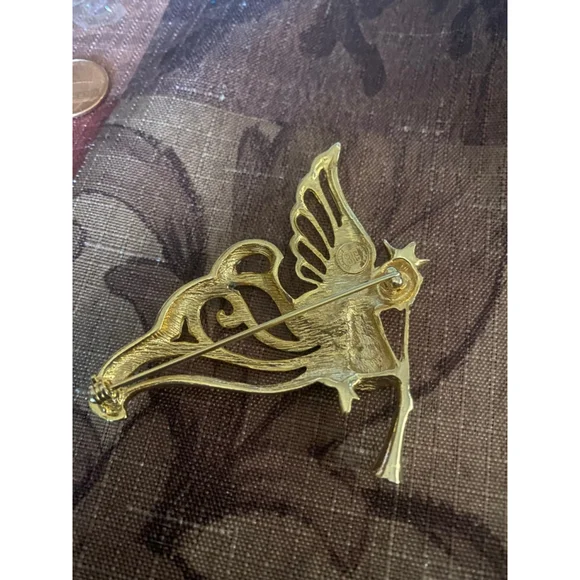 Women's Vintage 1980’s Givenchy Gold Tone Angel Brooch