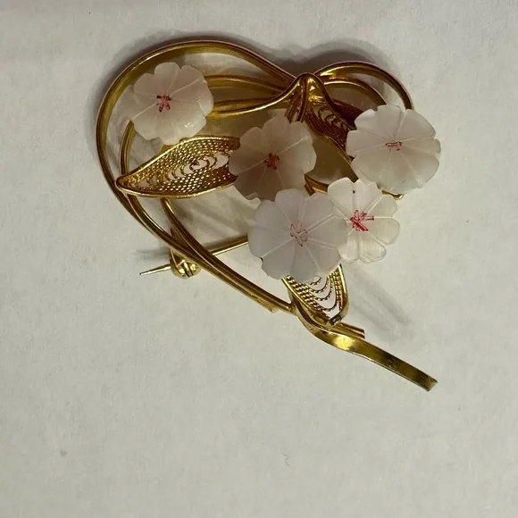 Vintage Floral Heart Brooch